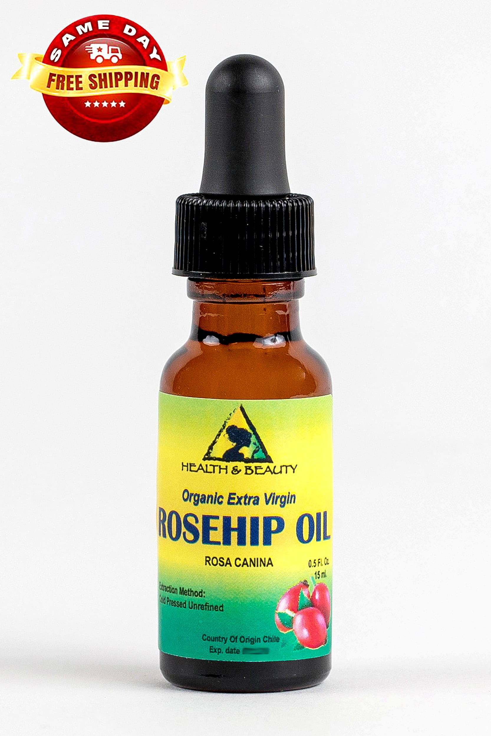 ROSEHIP SEED OIL UNREFINED ORGANIC VIRGIN COLD PRESSED PURE GLASS DROPPER 0.5 OZ