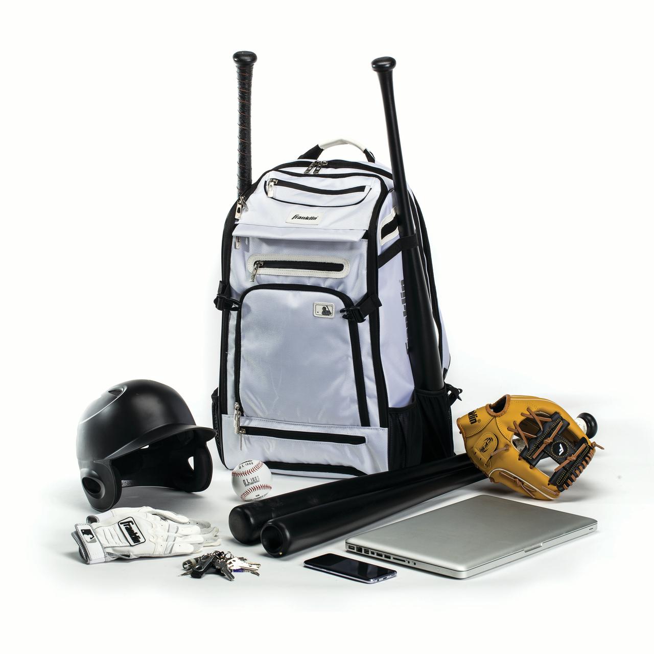 Franklin Sports MLB Traveler Elite Baseball Backpack ? Baseball Bag or Softball Backpack ? White - image 5 of 6