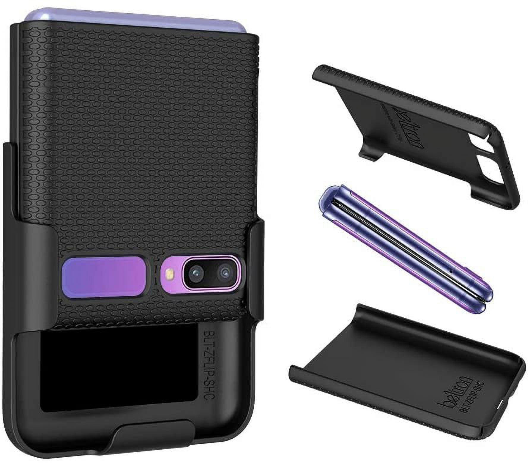Galaxy Z Flip Case with Clip, BELTRON Snap-On Protective Cover with Rotating Belt Holster Combo and Built in Kickstand for Samsung Galaxy Z Flip Phone SM-F700