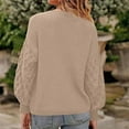 thumbnail image 2 of YueHuiYing Sweaters for Women Fashion Solid Crewneck Loose Fit Long Sleeve Contrast Knit Pullover Sweater Jumper Tops Beige M, 2 of 3
