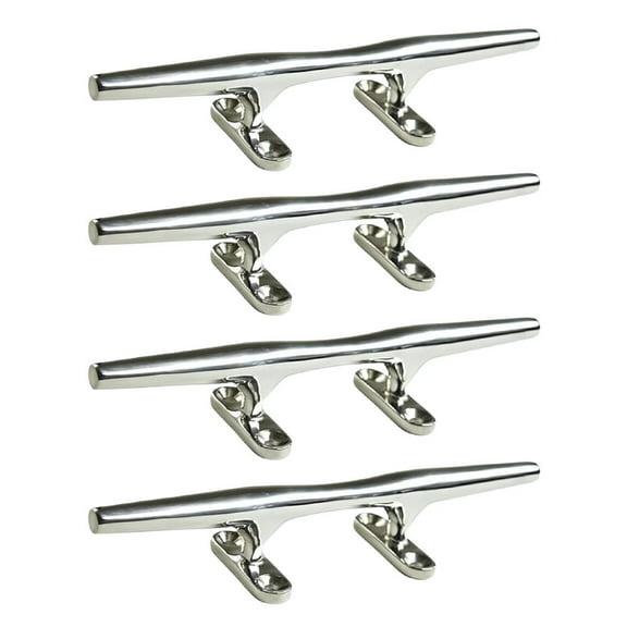 MARINE CITY 316 Stainless Steel Open Base Cleat - Hollow Base Deck Mooring Rope Tie Cleat, 8 Inches - Ideal for Marines, Boats, Yachts - 4 Pcs