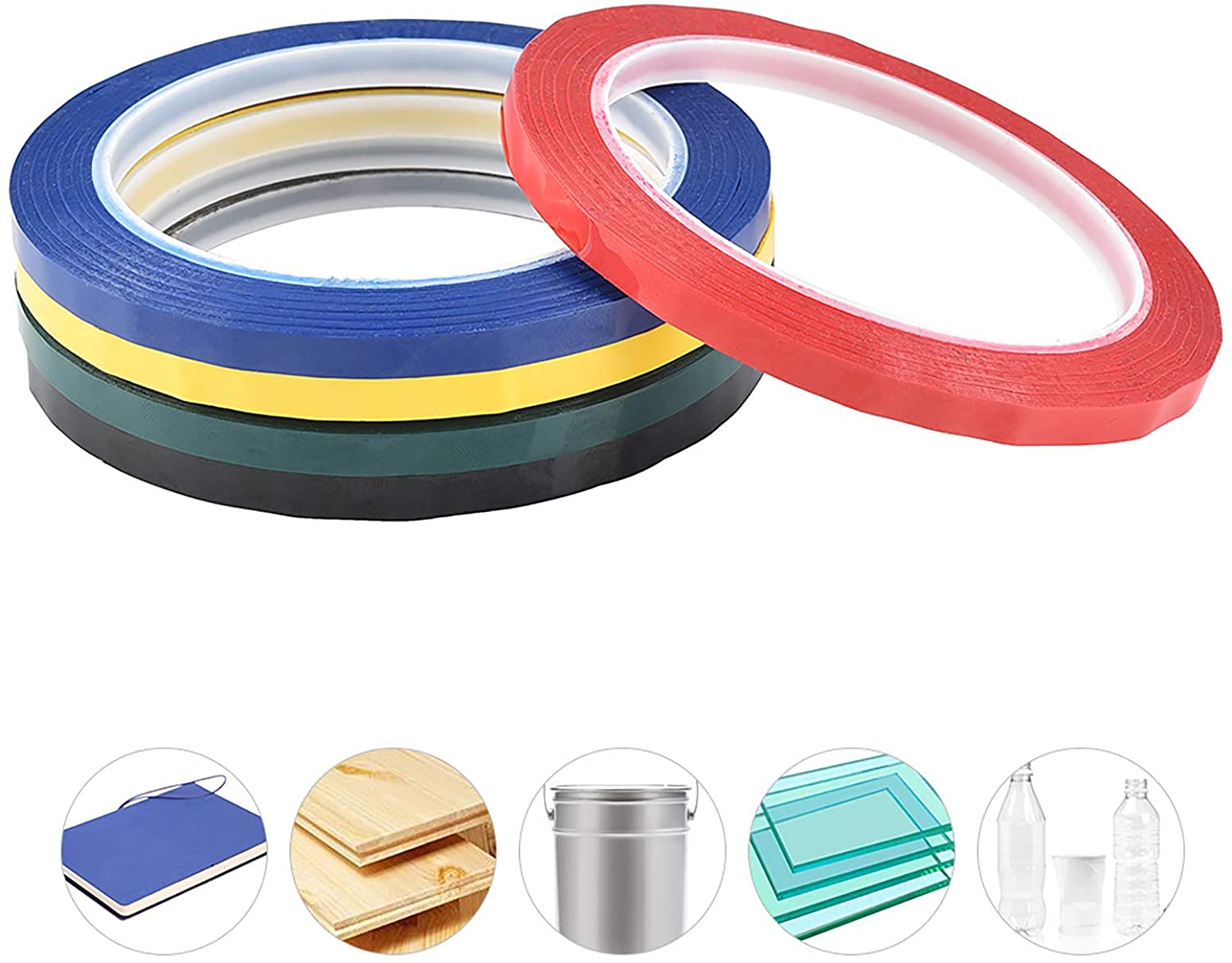 Ruban Adhésif Pour Tableau Blanc - 6 Couleurs, 5 Mm X 66 M, PET, Marquage Temporaire | Pour Tableau, Artisanat, Organisation - 2