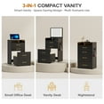 thumbnail image 3 of VKCC Compact Vanity Desk Set with Charging Ports, Folding Dressing Table with Drawers for Small Bedroom, White, 3 of 11