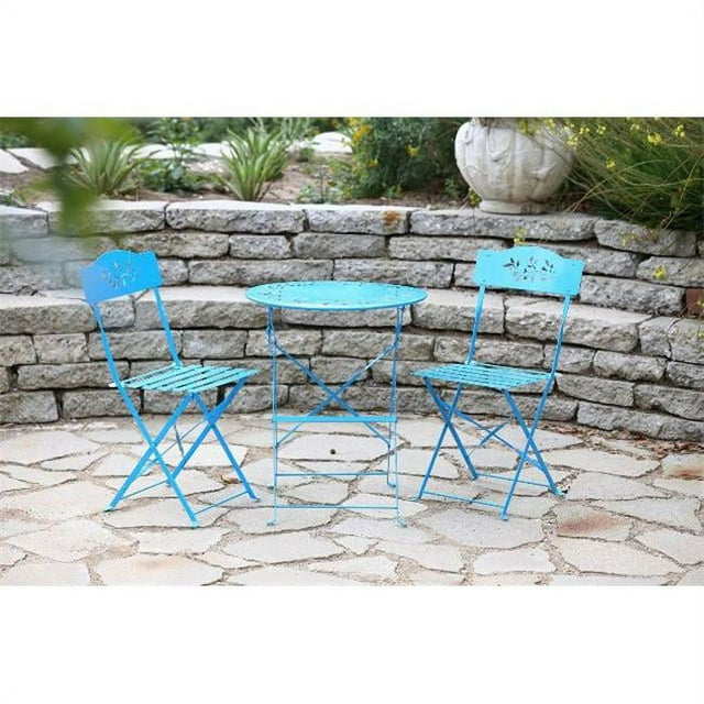Alpine MSY100A-BL Ensemble Bistro en Métal avec Deux Chaises, Bleu
