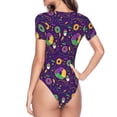 thumbnail image 4 of The Xecao Mardi Gras and Donuts Women's Crew Neck Body Suit, a short-sleeved bodysuit and basic swimsuit, both comfort and style for dating and daily life, 4 of 9