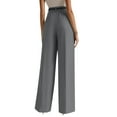 thumbnail image 6 of Pull On Dress Pants for Women Tummy Control Business Casual Pants Elegant Formal Office Oversized Wide-Leg Trousers Gray M, 6 of 6