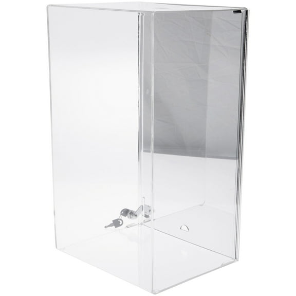 Plymor Clear Acrylic Locking Display Case with Sliding Back, No Shelf (Mirrored), 20.75" H x 12.25" W x 10" D