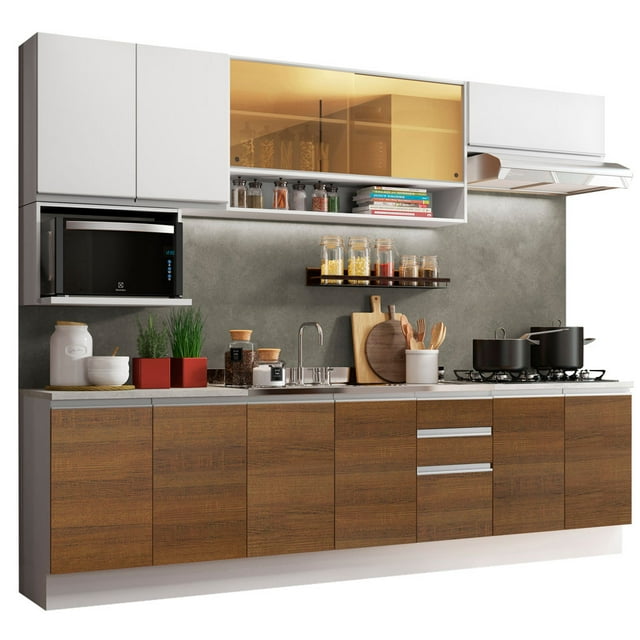 Cocina Integral Completa 280cm Genova Madesa 04 - Branco/Marrón
