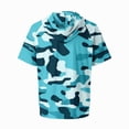 thumbnail image 5 of OIOLOYJM Hoodies for Men Sun Protection Lightweight Camo Short Sleeve Hooded Shirts Rash Guard Quick Dry Hiking Fishing Tops Blue L, 5 of 5