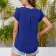 thumbnail image 4 of Women Casual Loose Blouses Petal Short Sleeve Split V Neckline Pure Color Summer Tops, 4 of 6