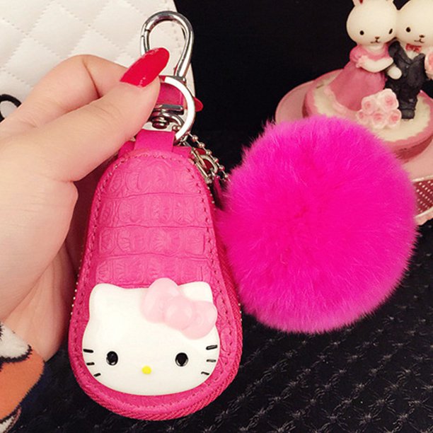 Funda Para Llaves De Coche , Color Rosa , Gato , Llave De Bola De Piel , 5 Colores huangjie unisex