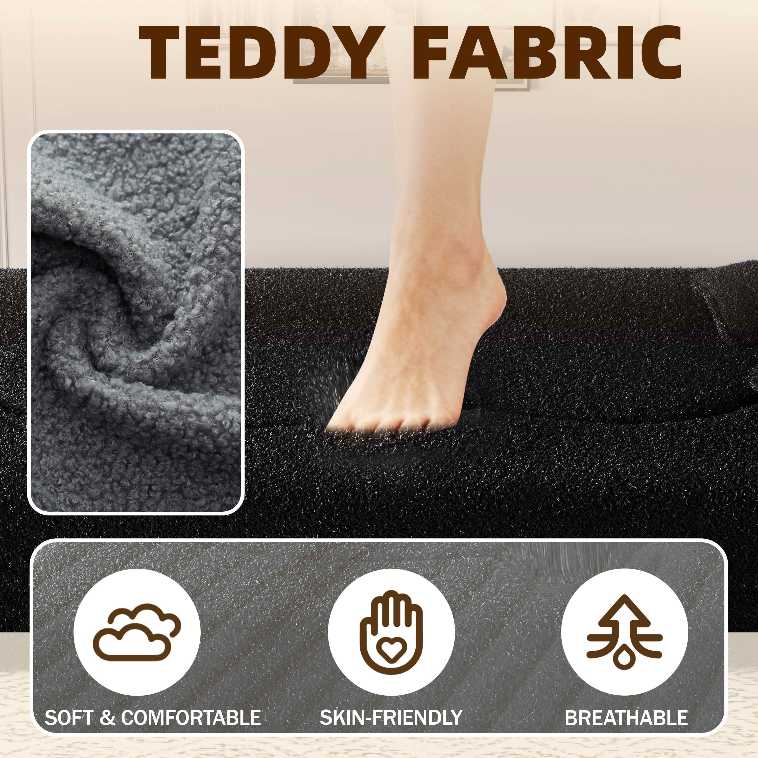 MAYEERTY Twin Sherpa Fleece Foldable Foam Floor Sofa Bed, Zero Assembly Vacuum Compressed Sleeper with 2 Pillows