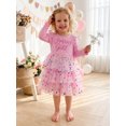 thumbnail image 4 of RUINIXCW Toddler Girl Birthday Dress Ruffle Long Sleeve Crew Neck Tiered Tutu Dress, 4 of 7
