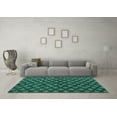 thumbnail image 3 of Ahgly Company Machine Washable Indoor Round Abstract Turquoise Blue Modern Area Rugs, 5' Round, 3 of 4