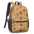 thumbnail image 2 of Dog Paw Print and Bone Brown 17" School Backpacks for Teens,Waterproof Oxford Fabric,S-Shape Padded Straps for School,Travel,Hiking,Camping, 2 of 6