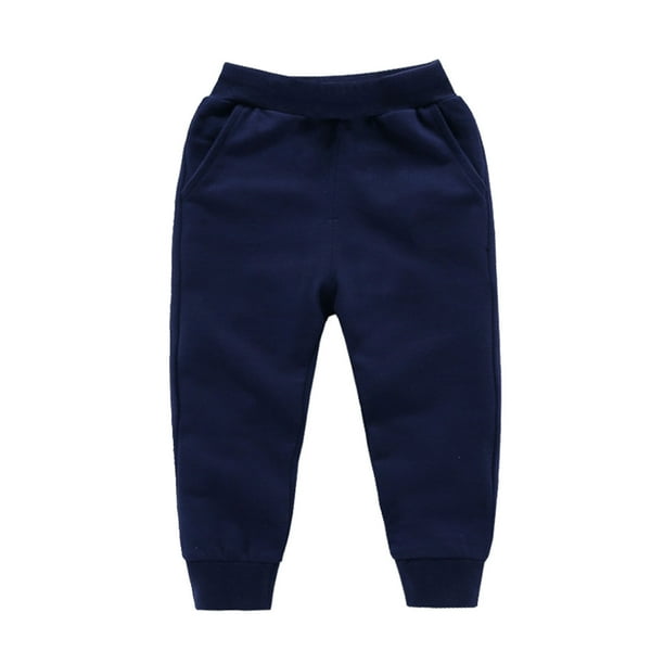 Shldybc Toddler Baby Boys Girls Sweatpants Candy Color Solid Color Leggings Casual Kids Sport Joggers Casual Active Athletic Pants Navy 12 18 Months