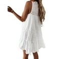 thumbnail image 4 of Liacowi Women Juniors Lace Loose Dress V Neck Sleeveless Casual Short A-Line Dresses Embroidery Hollow Out Mini Dress White Flowy Sundress, 4 of 9