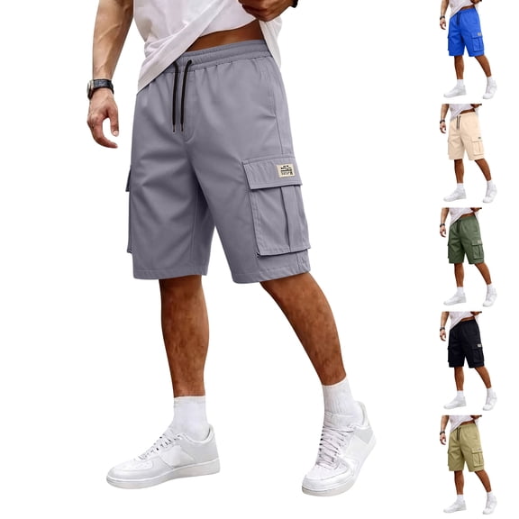 BRANROY Mens Designer Cargo Shorts Relaxed - Elastic Waist Multi‑Pocket Casual Shorts, Ideal for Running Shorts, Hiking Shorts, and Beach Shorts with Fashionable Style,Army Green,L