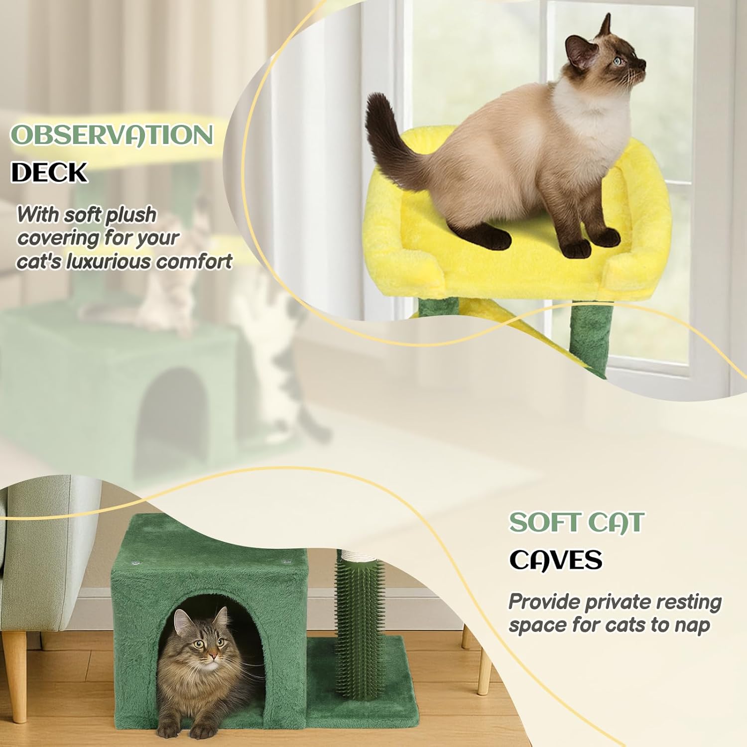 VINGLI Cat Tree, 27 inch Small Cat Tower with Scratching Post and Pad, Cat Condo for Indoor Kittens Padded Top Bed, Cats Indoor Activity Center