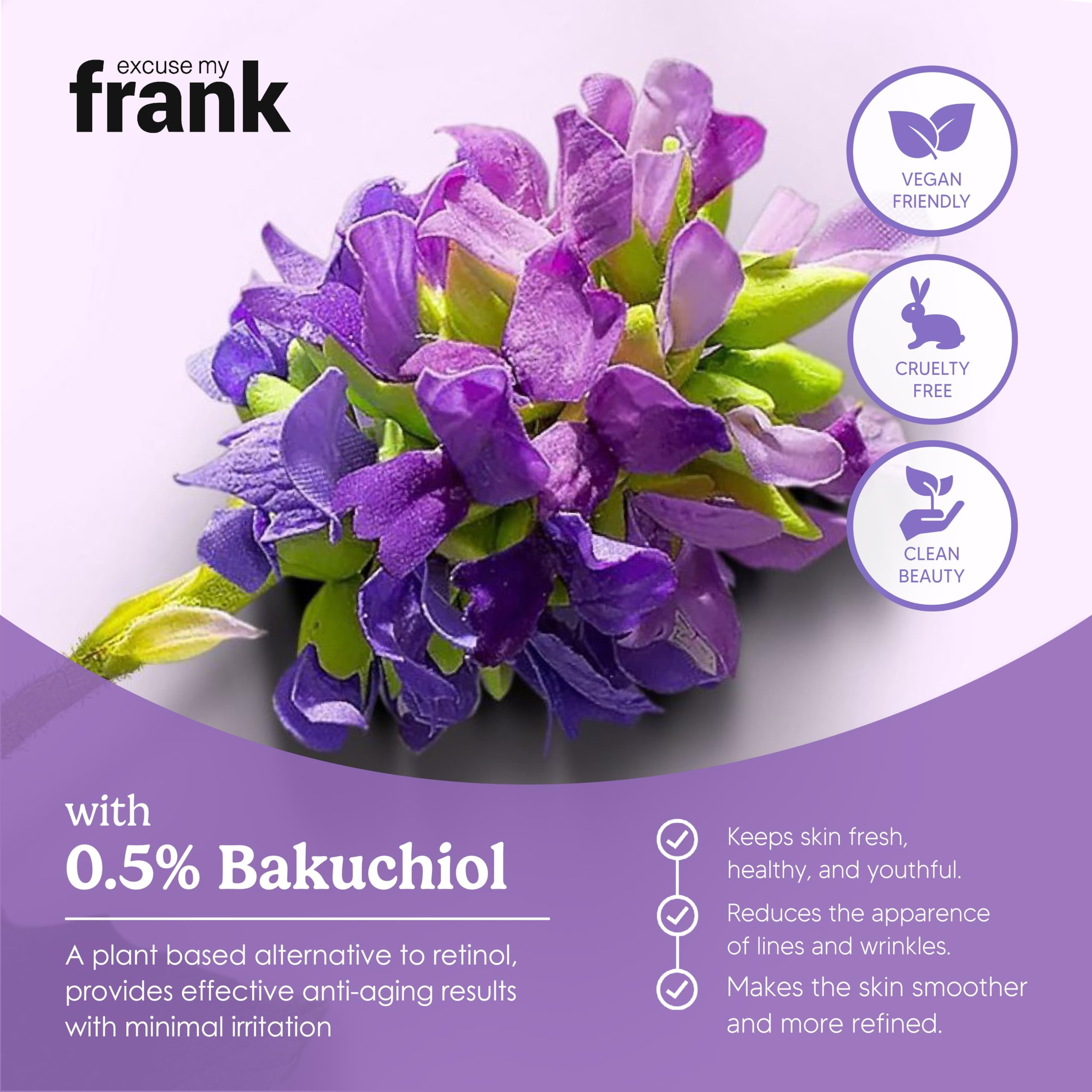 Excuse My Frank Bakuchiol Age Defense Eye Cream Correction for Puffy Eye Bags Fine Lines Dark Circles Wrinkles, Korean Skin Care