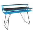 thumbnail image 1 of OSP Home Furnishings Glitch Battlestation Gaming Desk with Bluetooth RGB LED Lights, Blue, 1 of 5