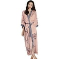 thumbnail image 3 of Robes for Women, LOFIR Womens Long Silk Kimono Robes, Satin Silky Bathrobe Robe Soft Floral Bridesmaid Robes for Women, Ladies Sleepwear, 3 of 9