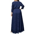 thumbnail image 3 of VSNOW Women 3/4 Sleeve Lace Maxi Long Dress V Neck Cocktail Party Dresses Plus Size, 3 of 4