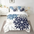 thumbnail image 2 of Manfei Minimalist Dahlia Bedding Full Size,Flower Leaves Comforter Sets with Sheets,White Gray Blue Bedding Sets Full Size,Lightweight Room Decorative,7pcs, 2 of 7