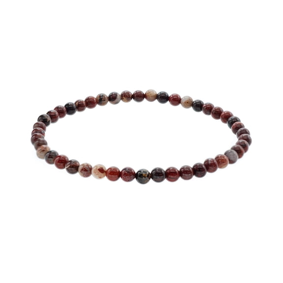 LTC Designs 4mm Round Red Jasper Stretch Bracelet, 7" for Unisex Adults