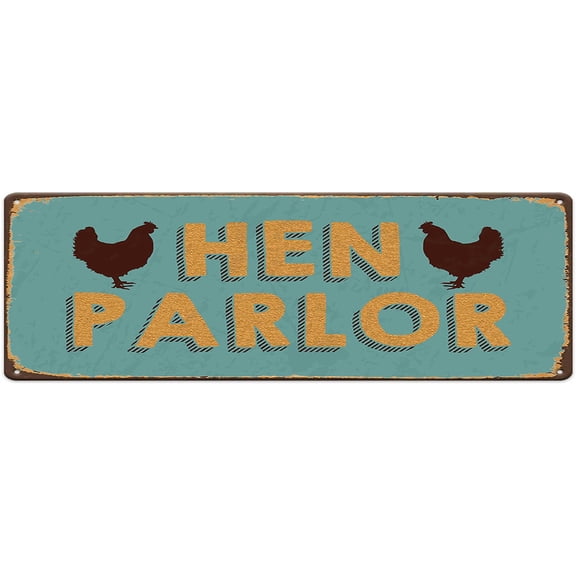Hen Parlor Metal Sign Funny Personalized Chicken Tin Signs For Coop Hen House Outdoor Rustic Decoration Vintage Hanging Plaque Garden Yard Fence Home Decor 4"x16"