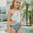 thumbnail image 6 of Bullpiano 7-12Y Girl Children's One-piece Swimsuit Adjustable Halter Top Holiday Beach Wear Girls' Swimwear for Pool Party (Style C), 6 of 7