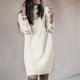 thumbnail image 4 of Otoño Invierno Vestido suéter de mujer Color sólido Vestido veraniego de cuello alto Casual vestidos tipo túnica de punto ropa para clima frío Vestido, 4 of 5