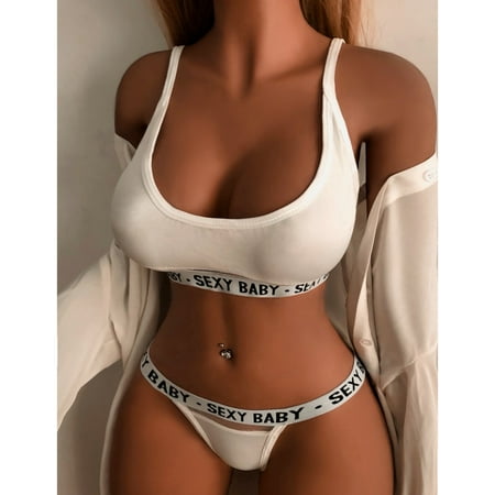 

Bessbest New Year Lingerie For Women Two Piece Lingerie Set Letter Print Vest And Panty Set