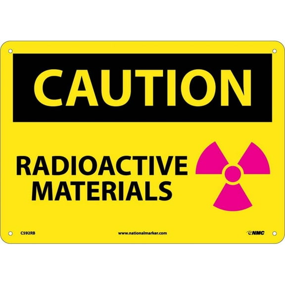 NMC Signs C592Rb, Caution Radioactive Materials Sign, 10 X 14, Rigid Plastic .050