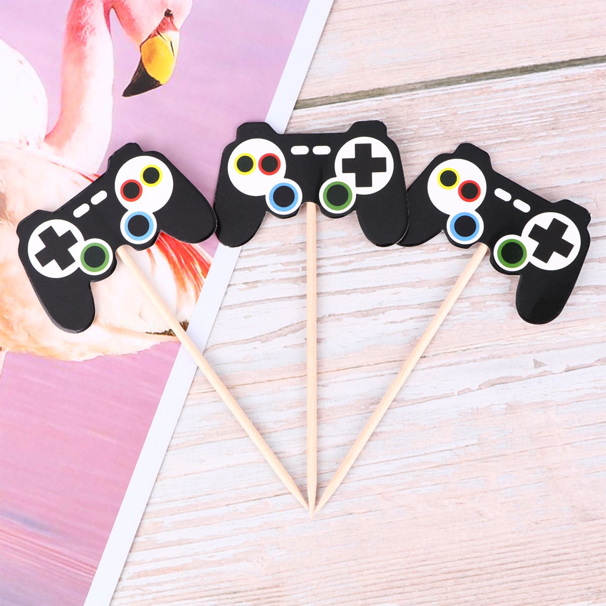 24 Pcs Video Game Cupcake Toppers | Gaming Party Decor | Controller Theme | Birthday Party Supplies