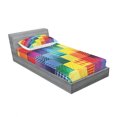 thumbnail image 3 of Ambesonne Retro Fitted Sheet & Pillow Sham Set, Rainbow Retro Patchwork, Full, Multicolor, 3 of 3