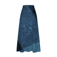 thumbnail image 5 of Mrat Midi Skirt Women's Casual Retro Floral Skirts Linen Elastic Waist Pleated Maxi Skirt with Pockets Plus Size Skirts S-284 Dark Blue M, 5 of 5