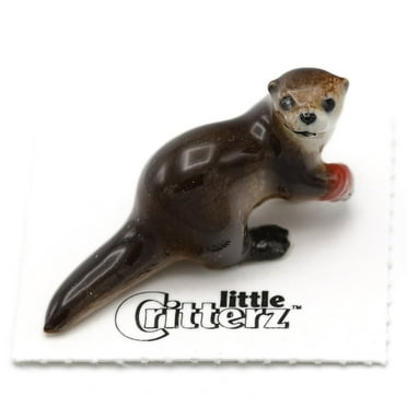 Little Critterz Rescue River Otter "Webster" - Hand-painted Home Decor Animal Decorative Figurine - Miniature Porcelain Figurine
