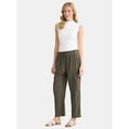 thumbnail image 2 of Time and Tru Women’s and Women’s Plus Linen Blend Cropped Cargo Pants, 27" Inseam, Sizes XS-3XL, 2 of 5