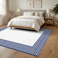 thumbnail image 3 of ODIKA 6'x9' Ultra-Soft Area Rug, Striped Buffalo Check Farmhouse Plaid With Bordered Welcome Motif None Washable, Bare feet friendly, Silk-Touch for Guest Room, Bedroom, 3 of 7