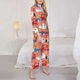 thumbnail image 3 of Pofeuu Cartoon with Traffic Elements Print Womens Pajamas Set Long Sleeve Sleepwear Button Down Nightwear Soft Pj Lounge Sets Button Down Pajamas Women-, 3 of 7