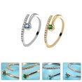 thumbnail image 3 of 2PCS 2 in 1 Open Ring Simple Zircon Inlaid Ring Lovers Open Rings (White+Golden), 3 of 8