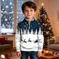 thumbnail image 2 of RUTAYY Boys Quarter Zip Sweatshirt Christmas Reindeer Tree Graphic Loose Fit Long Sleeve Casual Top, Navy, 2 of 6