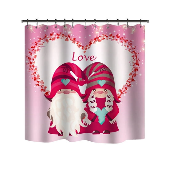 Happy Valentine's Day Shower Curtain, Fabric Bath Curtain, 180x180cm