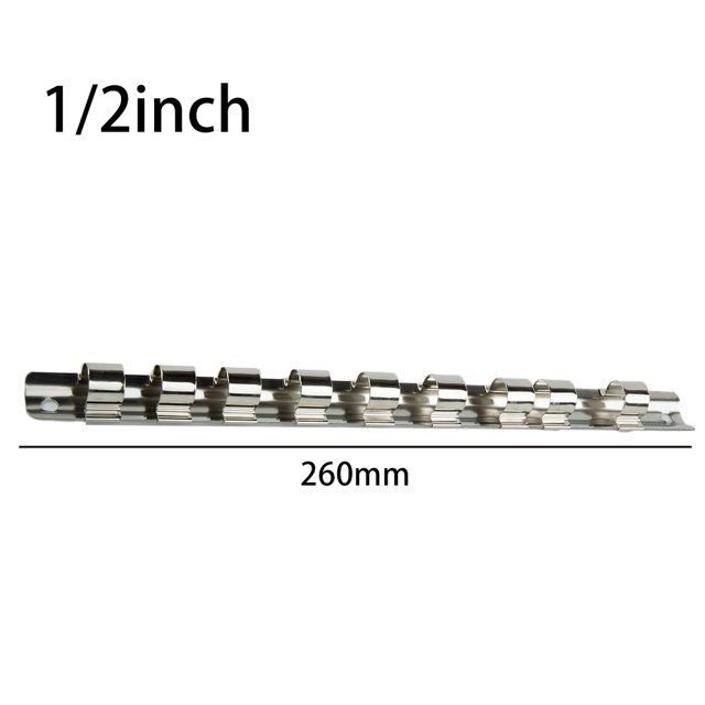 Ruibeauty Socket Rack Holder 1/4 3/8 1/2inch with 8 Clips On Rail Tool Organizer Storage