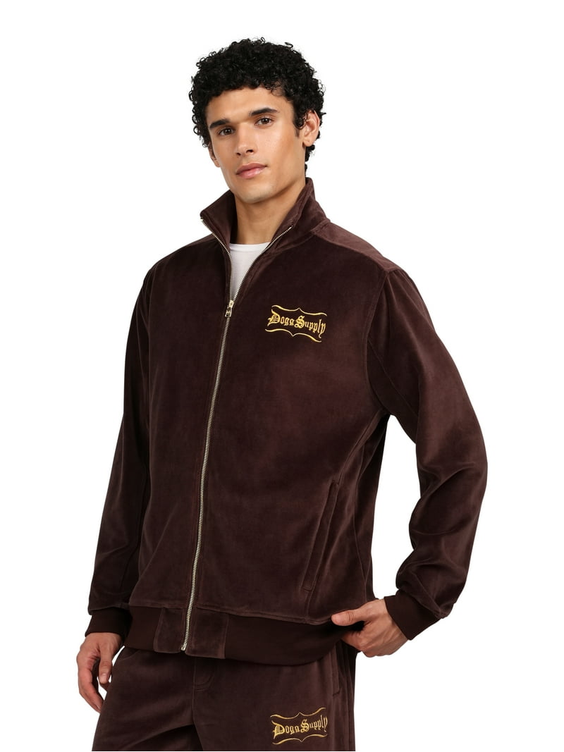 Dogg Supply Men's Velour Jacket with Pockets, Sizes XS-3XL, Soft