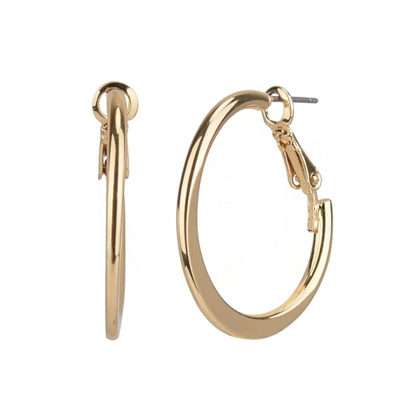 Time and Tru Adult Women's Gold Tone Flat Metal Hoop Earring