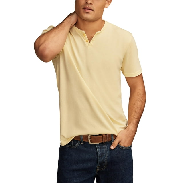 Camiseta Lucky Brand Venice Burnout con cuello en muesca, amarillo suave