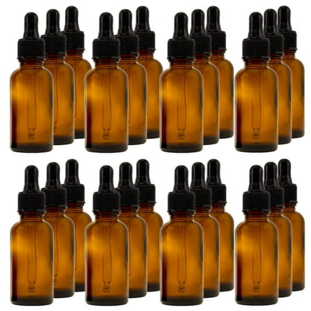 Amber Glass Bottle - 30 ml (1 fl oz) w/ Glass Dropper - Pack of 24