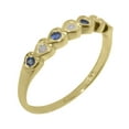 thumbnail image 1 of LBG British Made 9k Yellow Gold Natural Opal & Sapphire Womens Eternity Ring - 33 size options - Size 7, 1 of 9